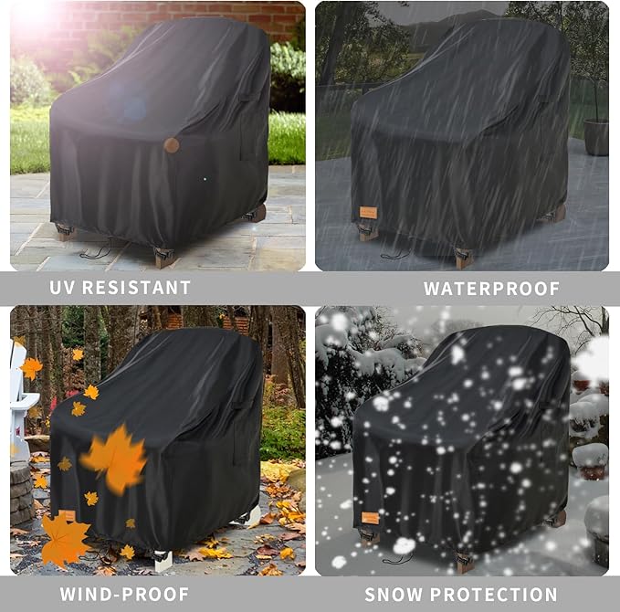Outdoor Swivel Chair Covers Waterproof 1 Pack, Outdoor Chair Covers Patio Furniture Cover for Deck Patio Swivel Chair Heavy Duty, 28 W x 32 D x 36 H inches,Black