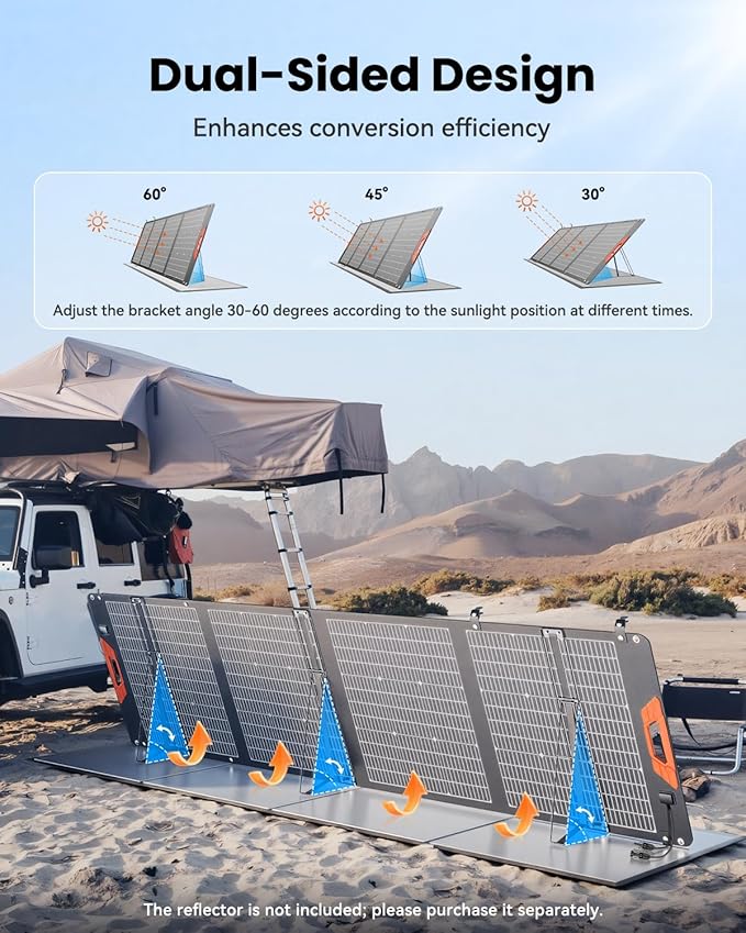 SOLUPUP 200W Portable Solar Panel – 24% High Efficiency Bifacial Solar Panel with MC4 Output, IP65 Waterproof Foldable Solar Charger with Kickstand for Power Station RV Camping Off-Grid and Blackouts