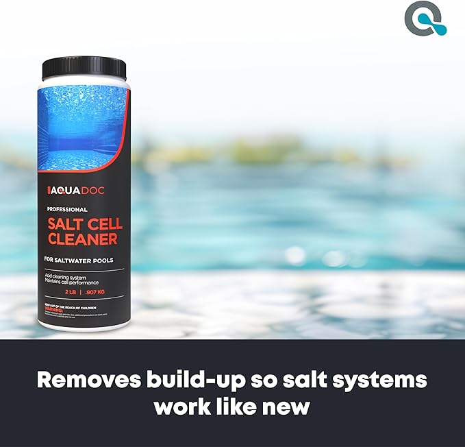 Salt Cell Cleaner for Saltwater Pools - Pool Salt Cell Cleaner Solution to Help Reduce Buildup and Support Generator Function - AquaDoc Pool Care Made in USA - 2lb