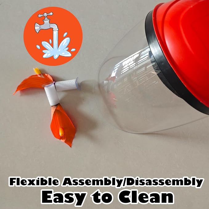 Hummingbird Feeder Helmet - 2025 Upgraded Wearable Mask with Anti-Fog Lens & Bionic Orange Flower, Adjustable for Adults Teens Lightweight PVC