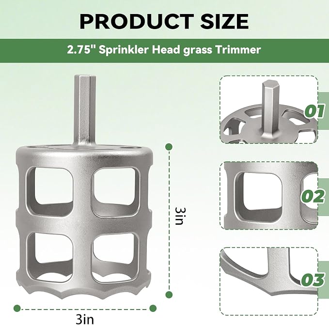 2.75" Stainless Grass Sprinkler Head Trimmer Tool for Garden,Golf Course,Park Lawn Clear Overgrown Sprinkler Head Digging Tool, for Lnstall on A Power Drill for Use.