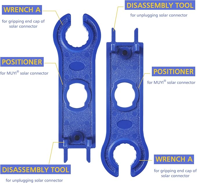 MUYI 47pcs Solar Panel Replacement Tools Kits, 10 Pair Solar Connectors and 2pcs Spanners Wrench with 1-Piece Wire Crimper for 13-10AWG Cable (2.5/4/6mm²)