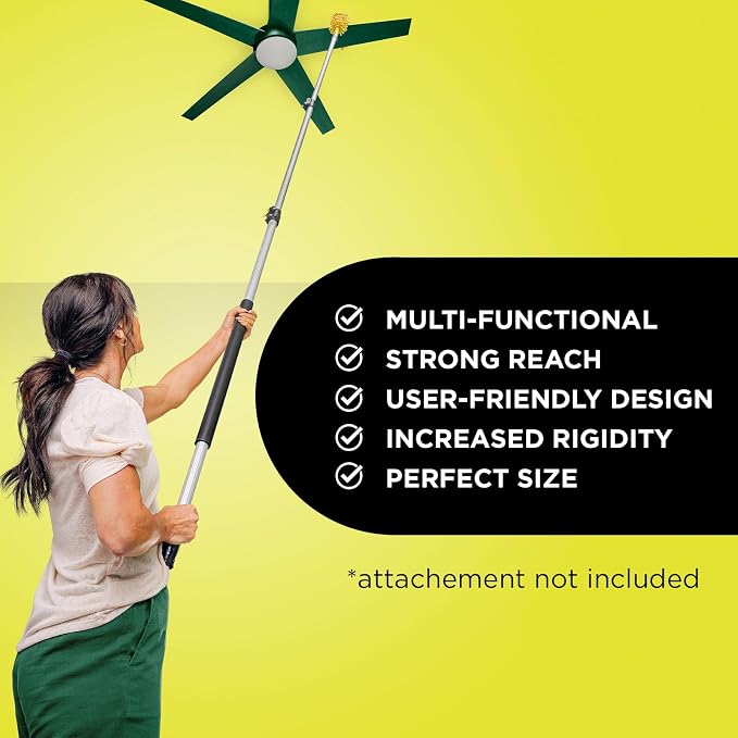 DOCA Telescoping Pole 5-12 Ft - Extension Pole for Cleaning, Feather Duster, Window Washing Kit, Paint Roller, Window Squeegee - High Reach Extendable Kit for Indoor & Outdoor - Pole Only