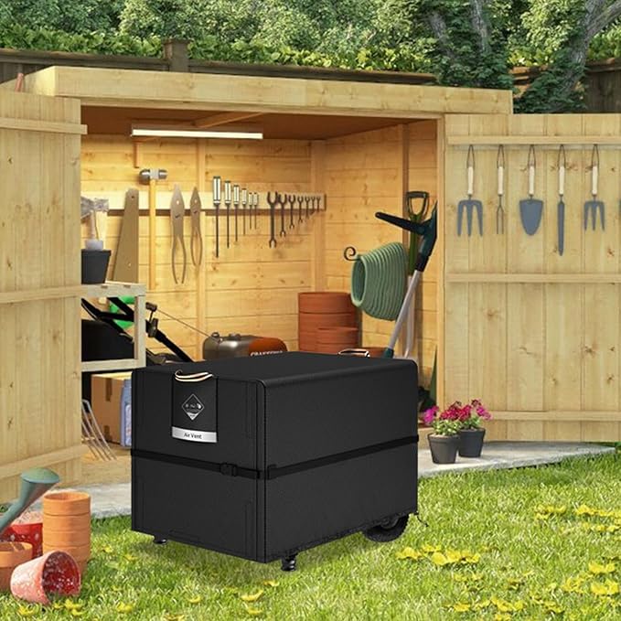 QH.HOME Waterproof Generator Cover 38x28x30 inch ,900D Heavy Duty Oxford with Secure Windproof Buckle- for Most Generators 5500-15000 Watt, Black