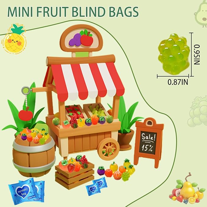 Mini Glow In The Dark Animal Resin Models, Resin Animals Mystery Bags, Individually Wrapped Blind Bags Tiny Animal Figurines, Collectible Mini Animals For Fairy Garden, DIY Crafts (200, Fruit)