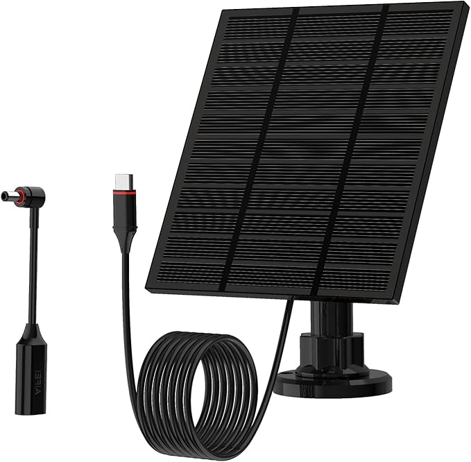 Solar Panels for Ring Camera Outdoor (New Generation) 5W 5V Solar Panel Charger with USB-C&Plug for Spotlight Cam Plus&Stick Up Cam Pro.Waterproof IP65 360°Adjustable 2M Cable (Black, 1)