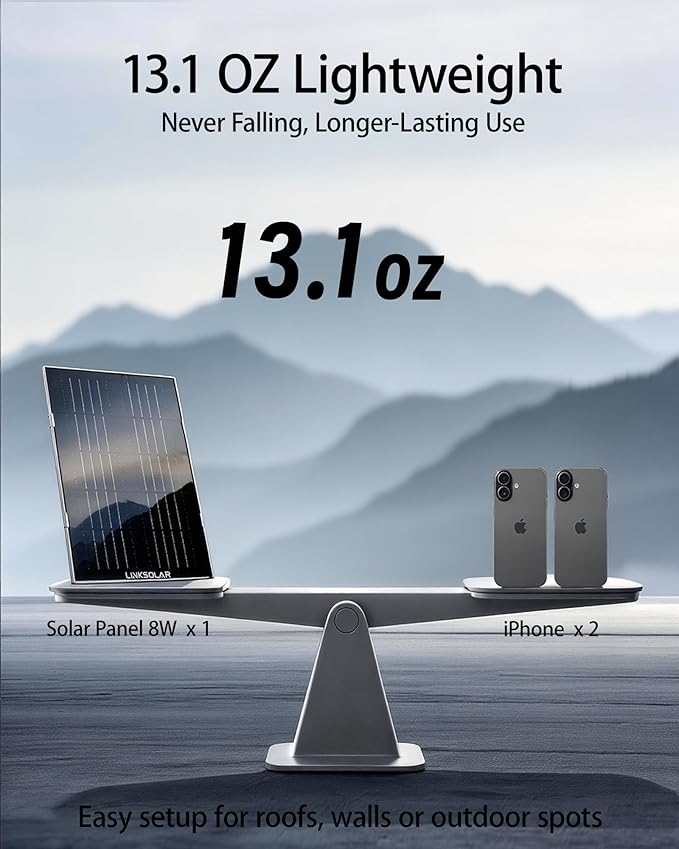 Solar Panel for Ring Security Camera Doorbell Outdoor, 8W Solar Panels Charger with Micro USB, DC & USB-C Port for Rechargeable Battery Camera, IP65, 9.8ft Cable, 360°Adjustable Bracket
