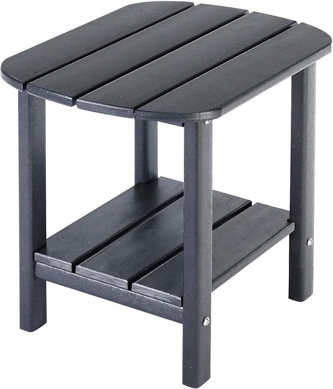 LZRS Double Adirondack Side Table, Outdoor Side Tables, End Tables for Patio, Backyard,Pool, Indoor Companion, Easy Maintenance & Weather Resistant(Dark Grey)