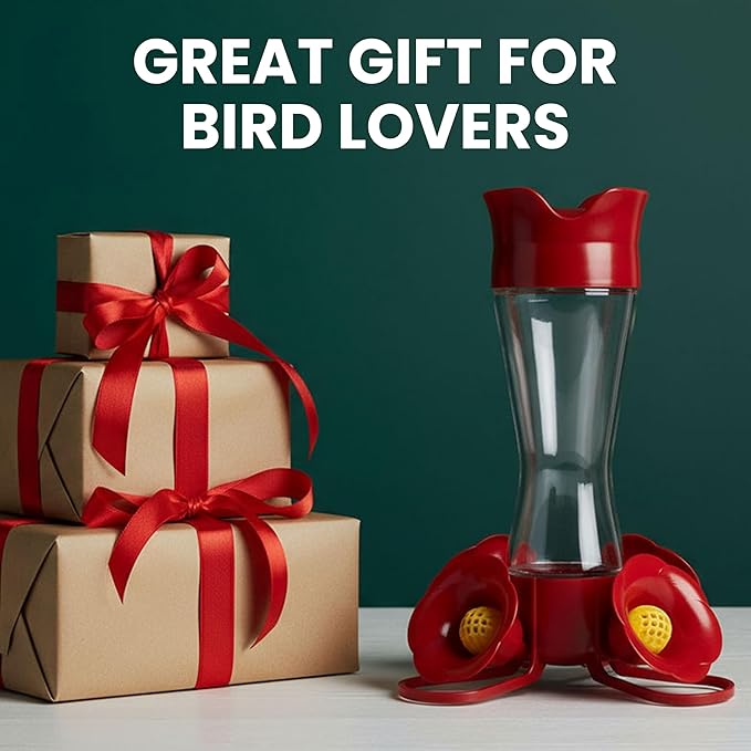 Perky-Pet Glass Hummingbird Feeders for Outdoors with Ant Moat, Bee Guards, & Perches, 8oz Nectar Capacity, Wide-Mouth Bottle for Easy Filling & Cleaning, Outdoor Garden Décor, 203CPBN-2 (Pack of 2)