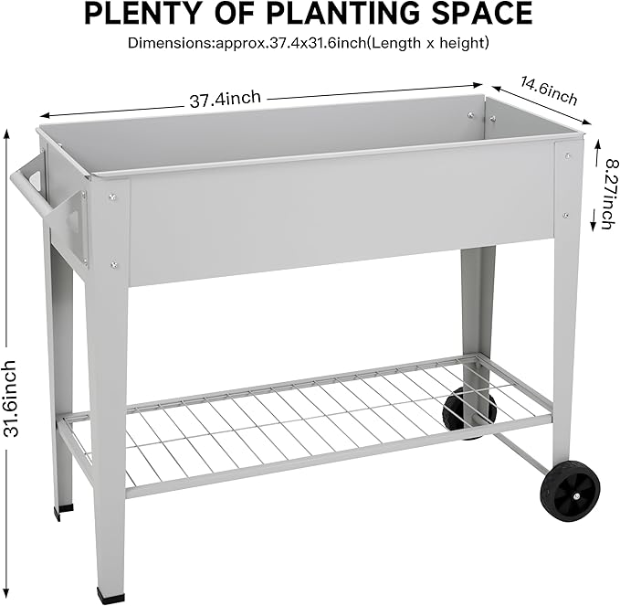 LEETOLLA 𝐑𝐚𝐢𝐬𝐞𝐝 𝐆𝐚𝐫𝐝𝐞𝐧 𝐁𝐞𝐝 𝐎𝐮𝐭𝐝𝐨𝐨𝐫 Elevate Herb Garden Planter Box Outdoor Raised Planter Box with Legs On Wheels for Vegetables Flower Tomato Patio Backyard