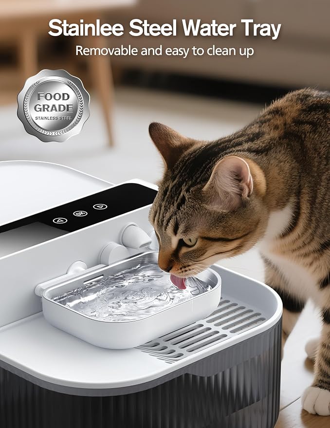 Chumajor 3.5L Wireless Cat Water Fountain with No Filters, 180-Day Battery & Precision Flow Control,Smart Pet Water Dispenser with Wastewater Separation & Custom Scheduling for Cats & Dogs, White