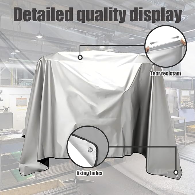 Jumbo Machine Cover - Breathable, Rust Preventing, Water & Dust Proof, Tear Resistant Silver (Silver+Black, 57.87*38.58)