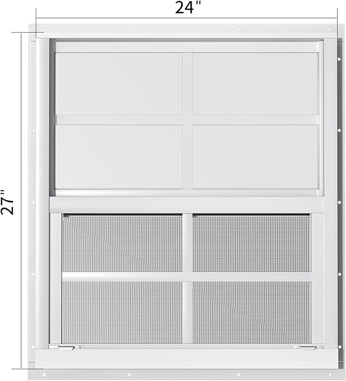 WRISIN 2 Pack Shed Windows - 24" W x 27" H Flush Mount, White Household Windows for Small Playhouses, Barns, Chicken Coops