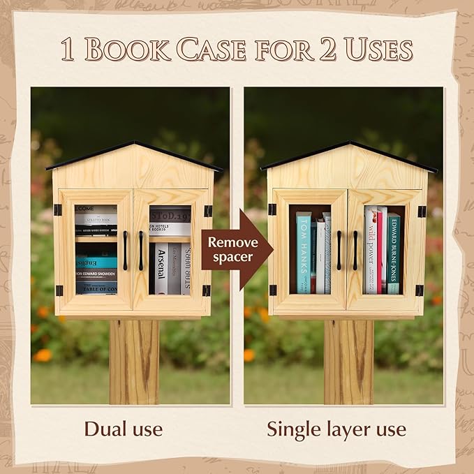 Outdoor Library Book Box, Multipurpose Little Library Box Outdoor, for Neighborhoods Community and Schools Sharing Books, Newspapers, Flyers, Food and Drug
