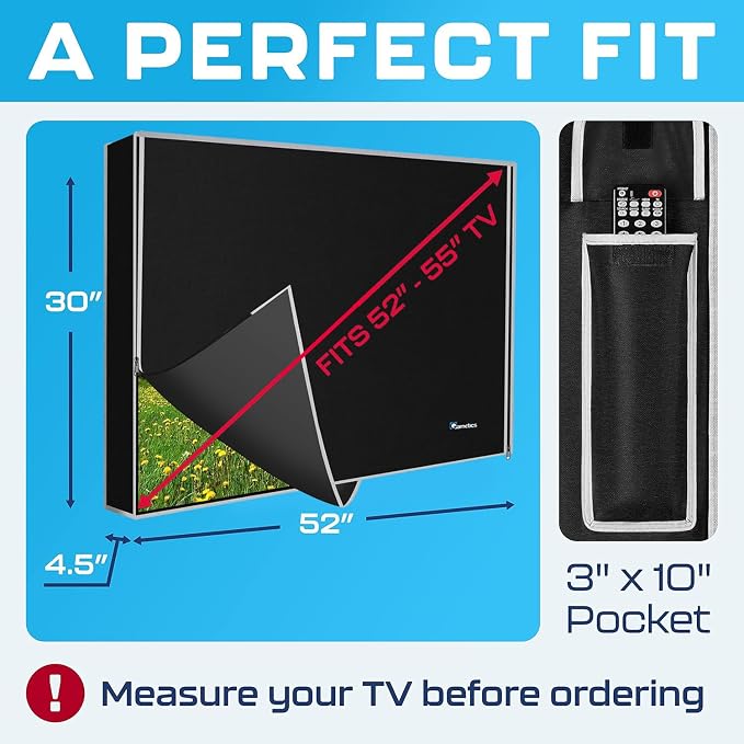 Outdoor TV Cover 55 Inch Weatherproof and Waterproof | TV Cover for Outside 55 | Smart Shield TV Screen Protector for Outside TV | Display Protectors