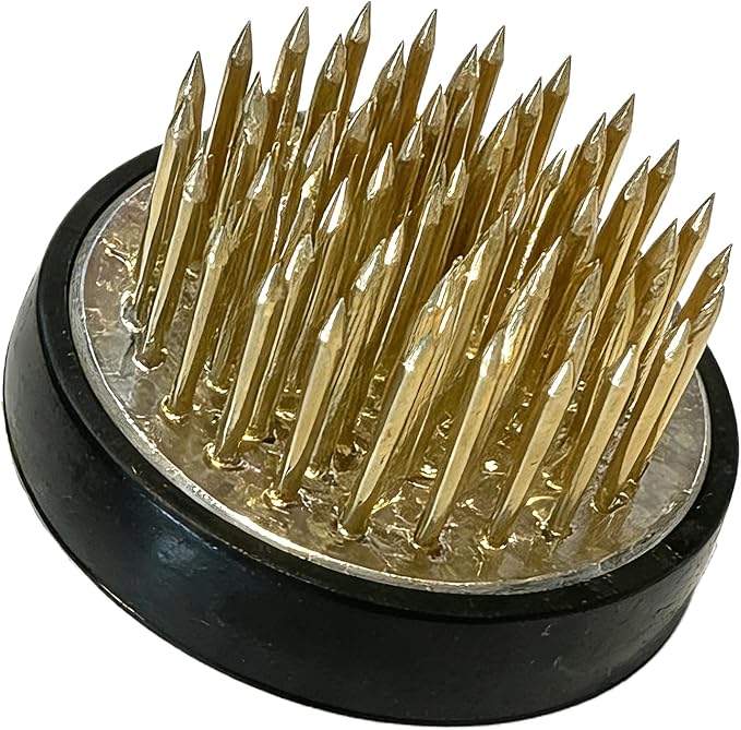 12Pcs Small Vase Flower Frogs,1.34Inch Japanese Ikebana Fresh Flower Pin Holders (Gold)