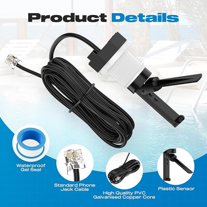 Malicetel Flow Switch GLX-FLO-RP for Hayward Goldline Aquarite Salt System Pool Flow Sensor Suitable Hayward Salt Cell and Chlorine Generator with Tee and 15ft Cable