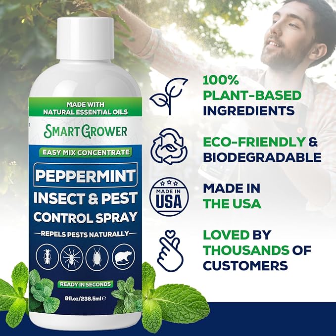 Peppermint Insect & Pest Control Best Value Concentrate - Repels Insects & Pests for Home, Indoor, Outdoor, Garden - Maximum Strength Concentrate (Makes One Gallon RTU) 8 oz