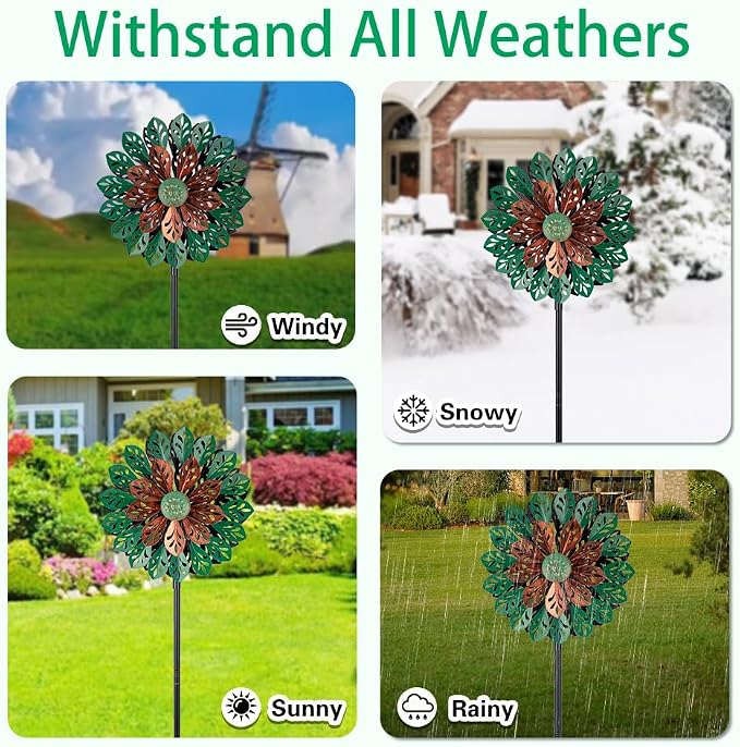 Viveta Wind Spinner Outdoor, Kinetic Metal Wind Sculptures & Spinners, 360 Degrees Windmill for Yard and Garden