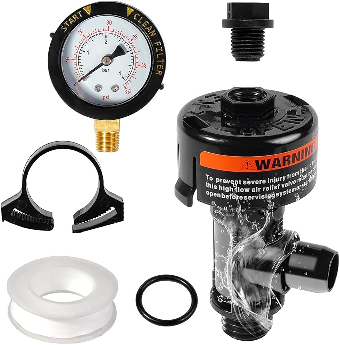 98209800 Manual Air Relief Valve Assembly with Pool Filter Pressure Gauge Compatible with Pentair Pressure Relief Valve Fit for Pool and Spa Filter FNS,Clean and Clear,Quad DE,SMBW 2000/4000 Series