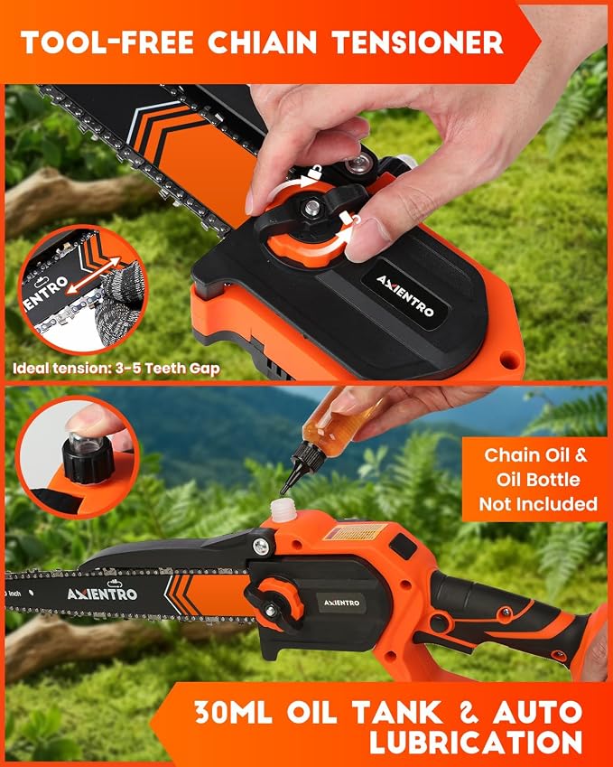 Electric Pole Saws for Tree Trimming, 3-in-1 Bruless Motor Mini Chainsaw & Pole Saw, 8‘’ & 10‘’ Cordless Chainsaw with Extendsion Pole, 2x4000mAh Li Batteries & Charger, 16FT Max Reach