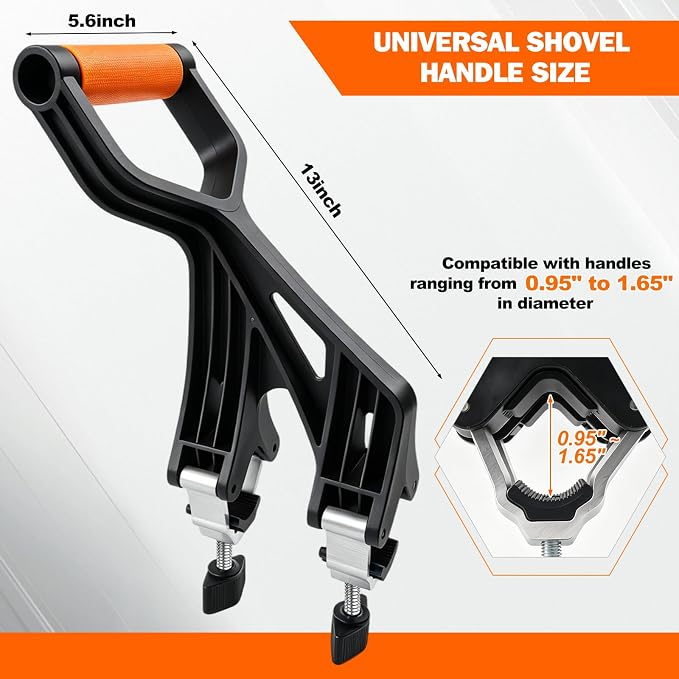Axcoix Universal Shovel Handle Replacement, Adjustable Weed Trimmer Handle Extension, Ergonomic Back Saver Attachment Fit for Shovels Rakes String Trimmers Snow Shovels Gardening Tools