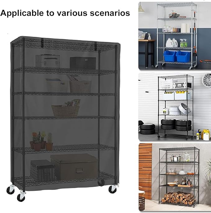 Outdoor Shelving Cover, 36x18x72in Storage Shelving Unit with Zip, Oxford Fabric for Indoor and Outdoor Kitchen Shelves
