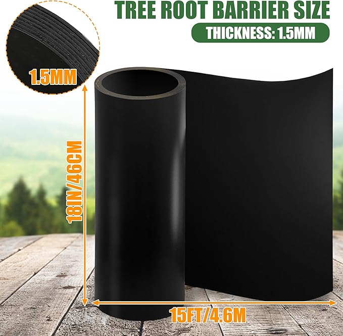 Tree Root Barrier 18in x 15ft x 60mil Root Barrier Grass Weed Barrier Bamboo Barrier Garden Edging for Landscape Edging Blocks