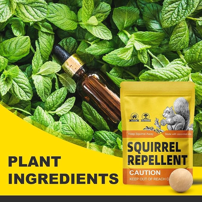 Squirrel Repellent Outdoor, Squirrel Deterrent for Garden, Chipmunk Repellent Outdoor, Squirrel Away, Squirrel Repellent for Attic/Trees/Yard,People/Pet/Plant Friendly, 90 Days Protection - 8 Packs