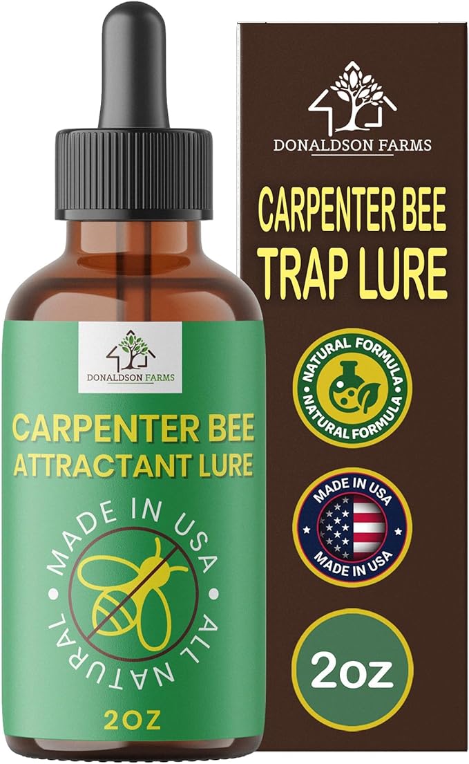 Donaldson Farms Carpenter Bee Attractant – Natural Bee Trap Lure for All Trap Types, Gentle on Honeybees, All-Year-Round Formula, 2oz