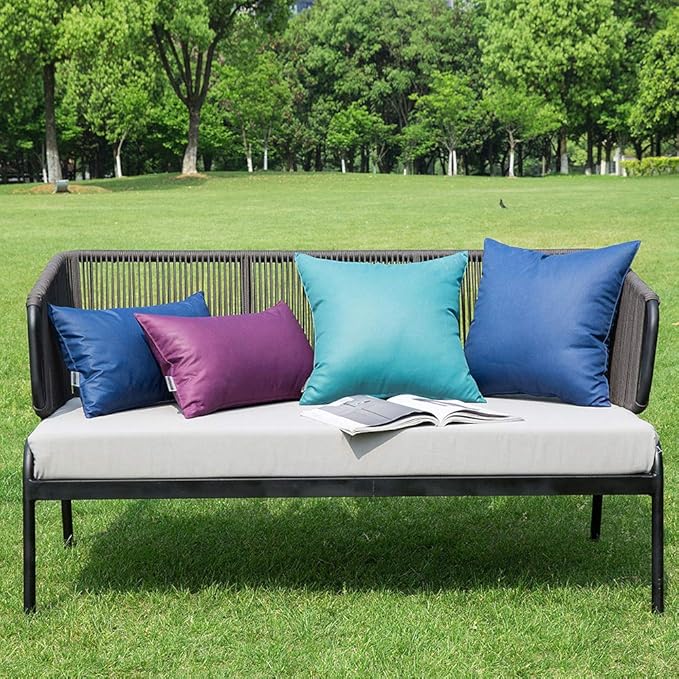 MIULEE Pack of 2 Decorative Outdoor Waterproof Pillow Covers Square Garden Cushion Sham Throw Pillowcase Shell for Spring Patio Tent Couch 20x20 Inch Navy Blue