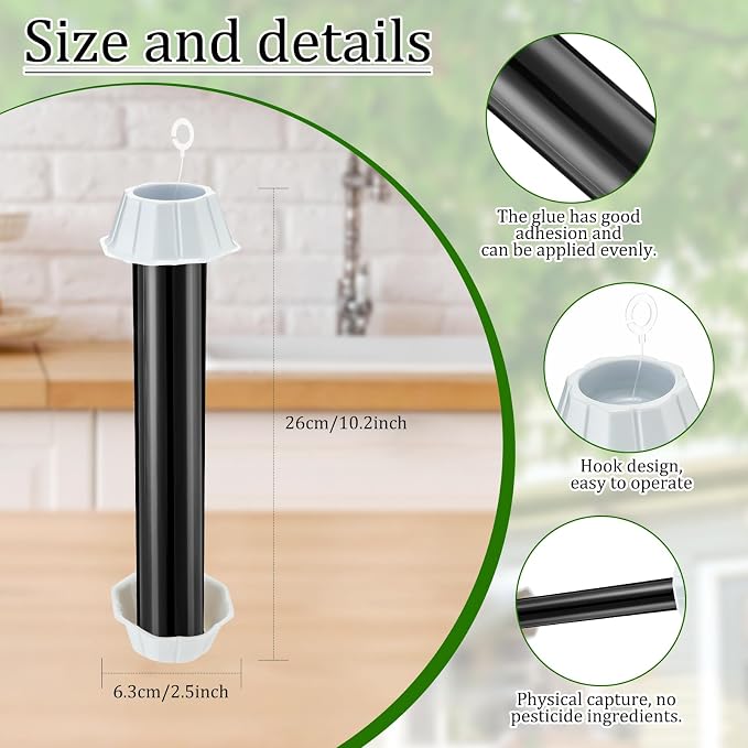 Qualirey 12 Pcs Sticky Fly Trap Fly Stick Indoor Outdoor Long Lasting Hanging Flies Bug Catcher Paper Tape Strips with Hook for Wasps Gnats Bug Insects Fruit Flies Mosquitoes (Classic-3,Black)