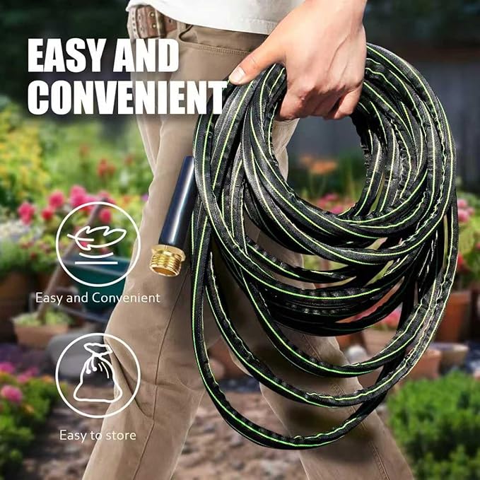 Garden Hose 75FT – Lightweight Water Hose 3/4”, Flexible Hose with 10 Sprayer, Burst-Resistant, Anti-Kink for Outdoor Use, Watering(Green)