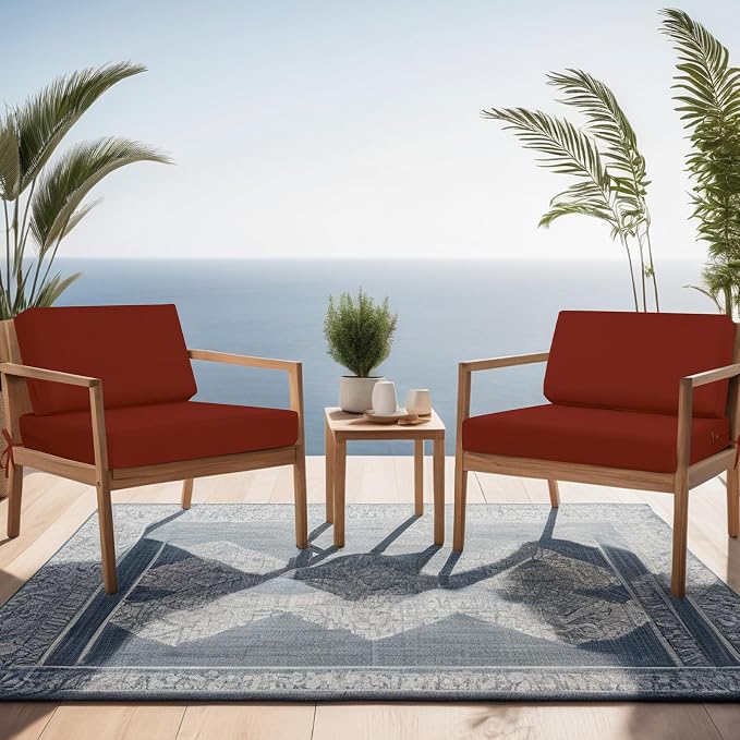 idee-home Outdoor Chair Cushions for Patio Furniture, Outdoor Seat Cushion | Waterproof Hampton Bay Deep Seat Replacement Couch Cushions for Garden Backyard Deck 26.5 x 26.5