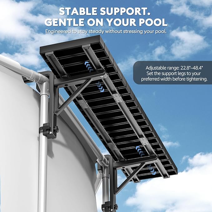 Pool Bar, Hyperzoo Swim-Up Above Ground Poolside Bar, Upgrade Your Pool Experience, Fits ≤4.4” Top Rail, 49"×9.6" Rust-Free ABS Table Holds 110 lbs, Poolside Table for Round Frame Swimming Pools