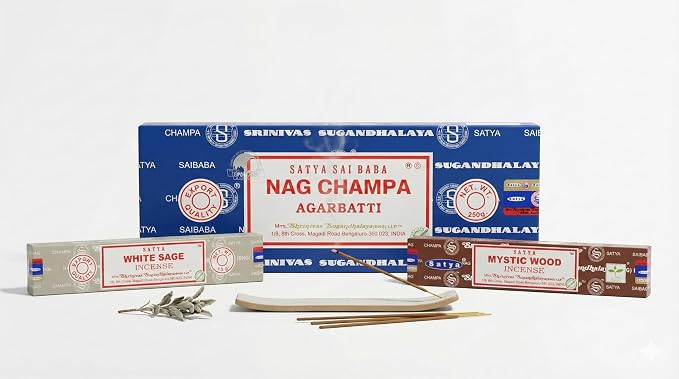 Satya Sai Baba Nag Champa Agarbatti, 250gms Hand Rolled Fine Quality Incense Sticks for Purification, Relaxation, Positivity, Yoga, Meditation (NC250 Pack of 3 -Mystic)