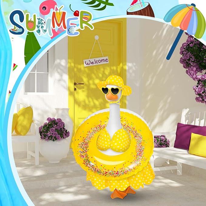 JcHrmers Bikini Goose Outfits Summer Goose Clothes with Swimsuit Floatie Hat Sunglasses