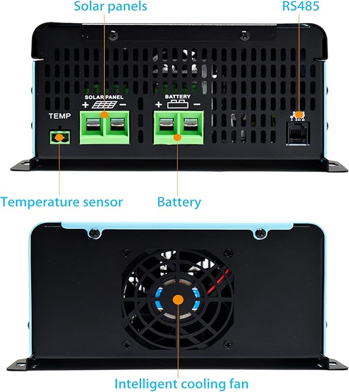 60A MPPT Solar Charge Controller,12V 24V 36V 48V 60V 72V 84V 96V Solar Battery Regulator PV Max 230V for Sealed Lead Acid Gel and Lithium Battery (60A)