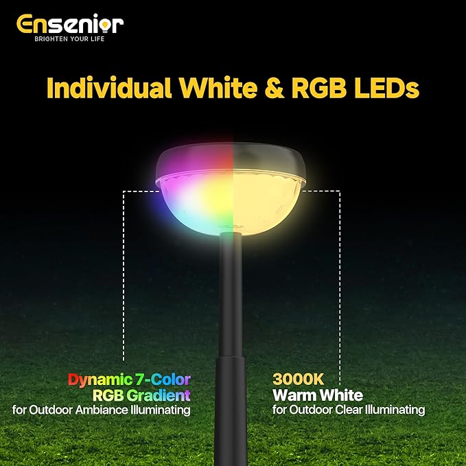 Ensenior 8 Pack Solar Pathway Lights, Multicolor & Warm White LED, IP65 Waterproof, Garden Back Yard Solar Lights Outdoor Decorative