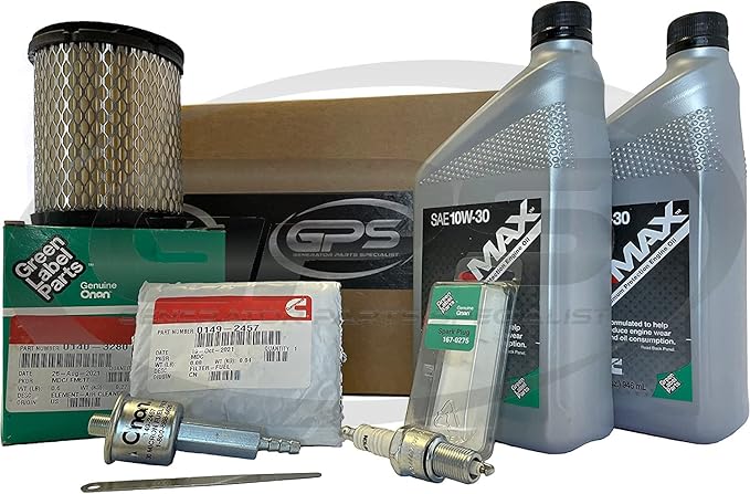 GPS GENERATOR PARTS SPECIALIST Tune Up Kit for Cummins Onan RV Generator Model KY 4000 with ONAMAX 10W30 oil for use with Spec P - R