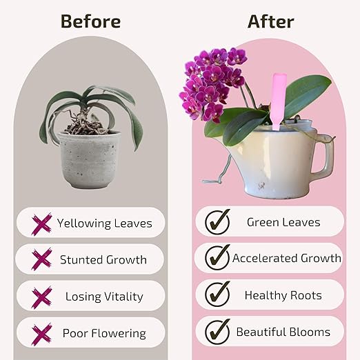 Liquid Orchid Fertilizer Spikes | Ready-to-Use Orchid Food Spikes & Orchid Plant Food for Blooming, Fertilizer for Orchids (24 Drip Feeders)
