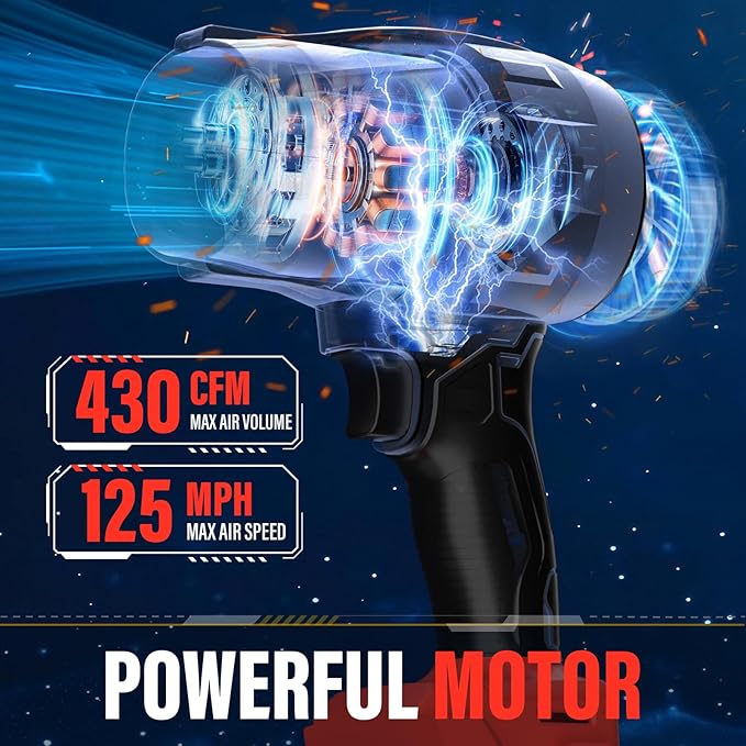 Cordless Leaf Blower Compatible with Milwaukee 18V Battery, 430 CFM 125 MPH Powerful Airflow - Lightweight Handheld Blower for Patio, Debris, Leaves & Snow Removal (Battery Not Included)