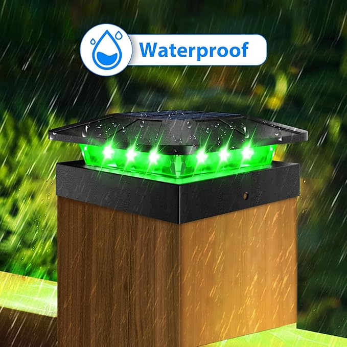Peasur 4x4 Solar Post Cap Lights Outdoor RGB Color Changing, LED Fence Light Solar Powered Waterproof, Wood/Vinyl Posts Top Lighting for Outside Deck Yard Garden Patio