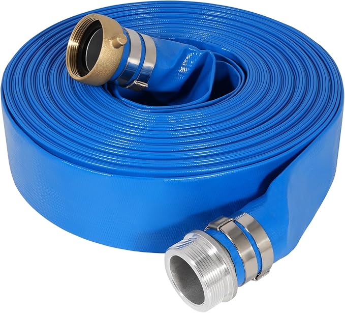 3" x 50 ft Backwash Hose for Swimming Pools, Heavy Duty PVC Lay Flat Water Discharge Hose,Durable Pool Drain Hose with Aluminum Pin Lug Fittings for Pump And Filters