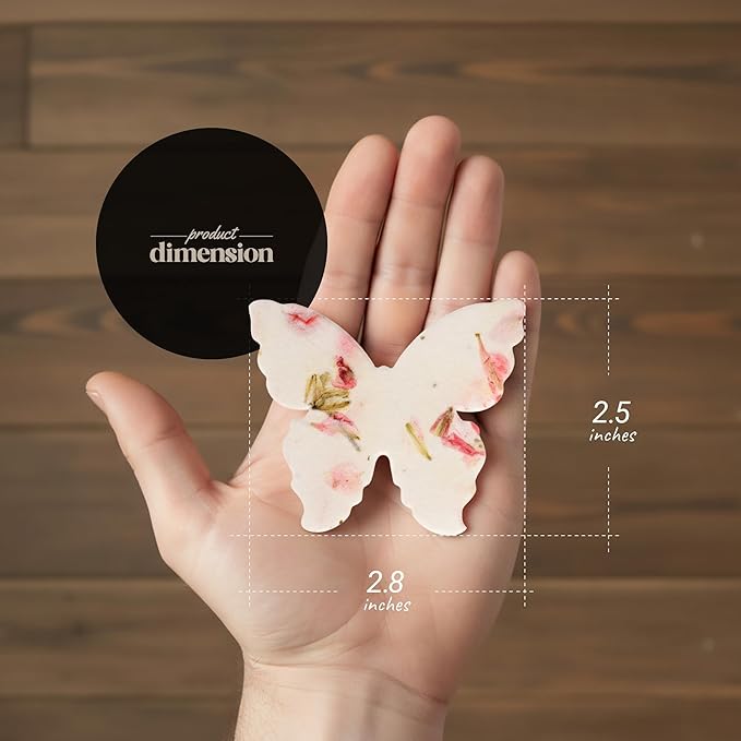 Set of 48 Pink Butterfly Seed Paper – Writable & Plantable Wildflower with Envelopes & Planting Guides, Mom's Gift for Mother’s Day, Use for Wedding, Baby Shower, Party Favors & Easter Decorations