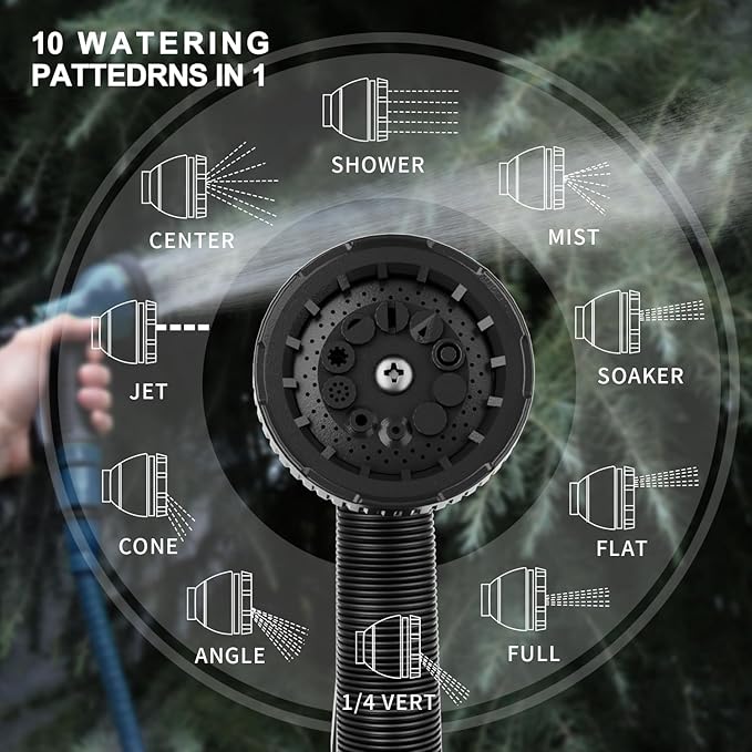 Garden Hose Nozzle Sprayer 10 Watering Patterns Spray Nozzles Heavy Duty Hose Head Lightweight Hose Attachment 2 Pack