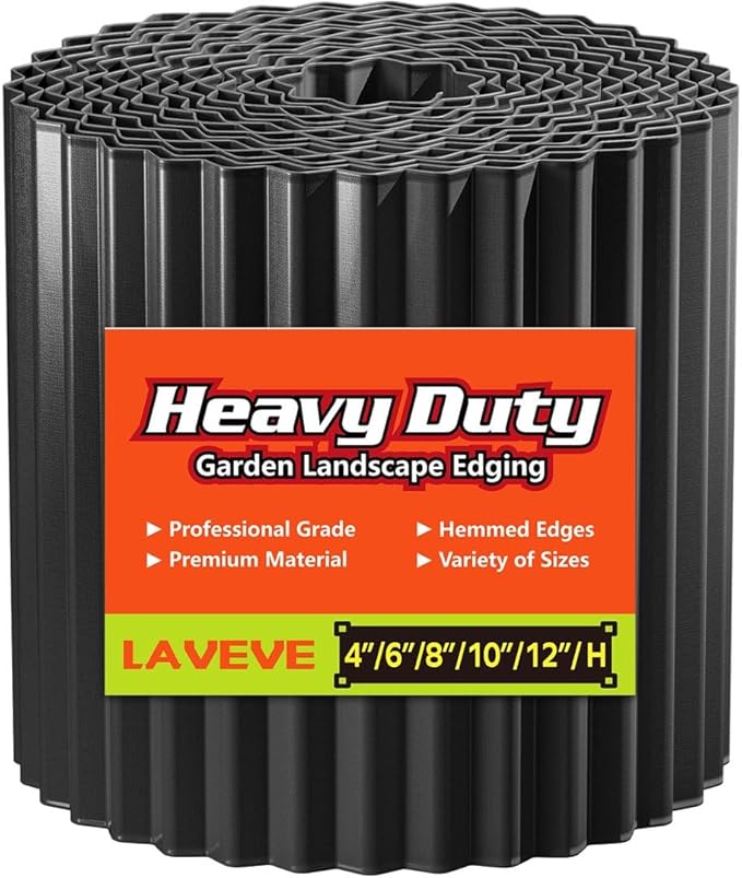 LAVEVE Corrugated Metal Garden Edging 6" x 60Ft, Landscape Edging Border for Lawn, Flower Bed, Garden Fence, Paver Edging