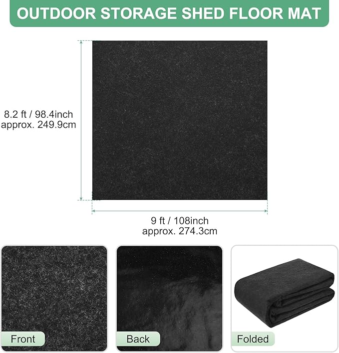 M METERXITY Outdoor Storage Shed Mat, 8.2x9 FT Waterproof Small Shed Flooring Mat for Patio Furniture Floor Protecting from Wear/Liquid/Dust/Oil, Non-Slip Carport Pad [Grey]