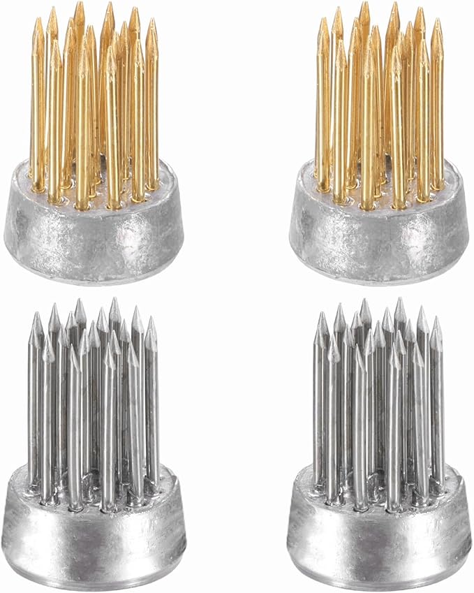 PATIKIL 4 Pcs Floral Frogs Kenzan, 0.6 Inch Round Brass Steel Flower Arrangement Holder, Arranger Pin Fixed Tool for Vase Centerpiece, Wedding, Home Decoration, Brass/Silver
