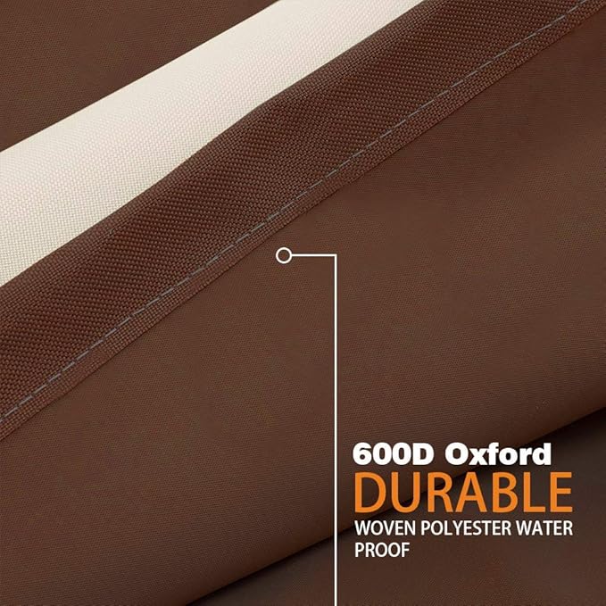 Vailge Rectangle Patio Ottoman Cover, Waterproof Outdoor Ottoman Cover with Padded Handles, Patio End Table Cover, Heavy Duty Patio Furniture Covers (Medium,Beige & Brown)